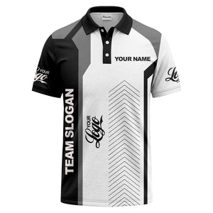 arrow repeat geometric logo & text custom polo shirt