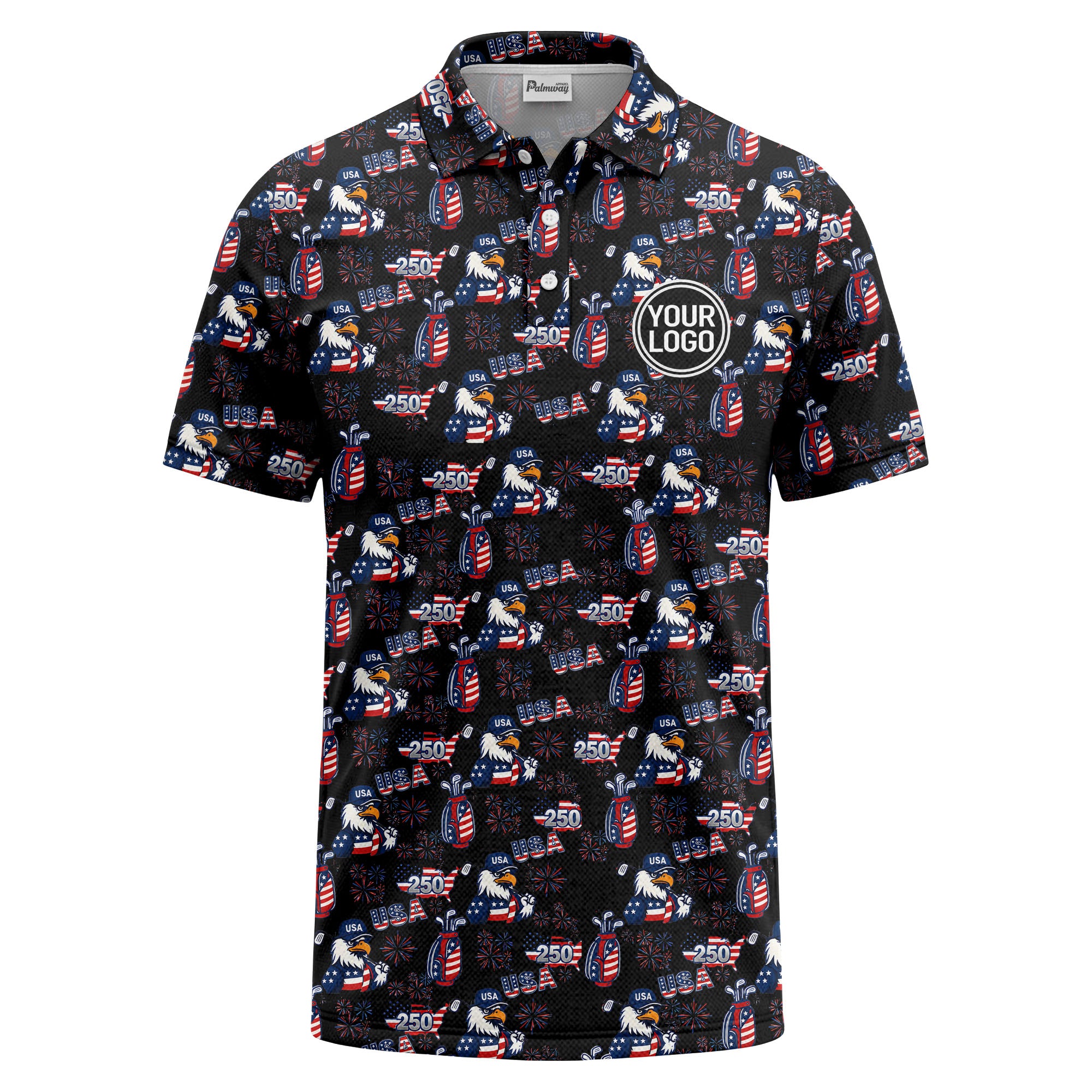 bald eagles golf bags fireworks patriotic polo shirt for men