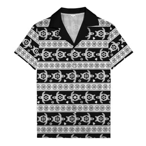 black sea turtles & white floral repeat hawaiian shirt for men