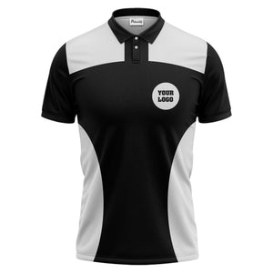 black white contrast panel customizable logo polo shirt for men