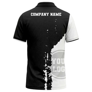 black white paint splatter custom logo corporate polo shirt