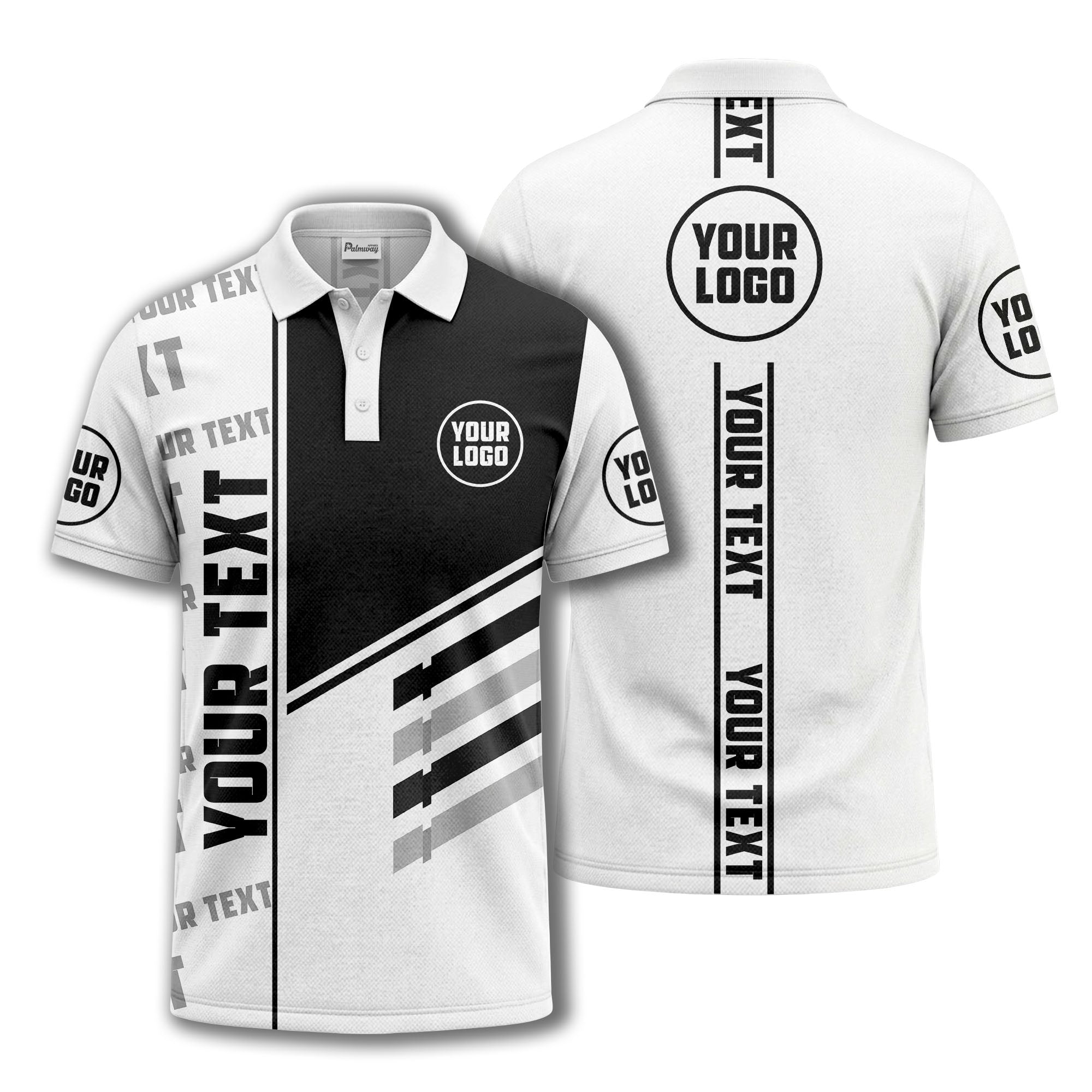 bold geometric stripes & custom text placeholder modern polo shirt