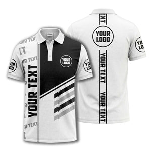 bold geometric stripes & custom text placeholder modern polo shirt