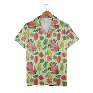 Bold Tropical Palm Hawaiian Shirt in Vibrant Lime and White