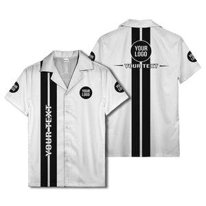 bold vertical stripe custom logo hawaiian shirt for men