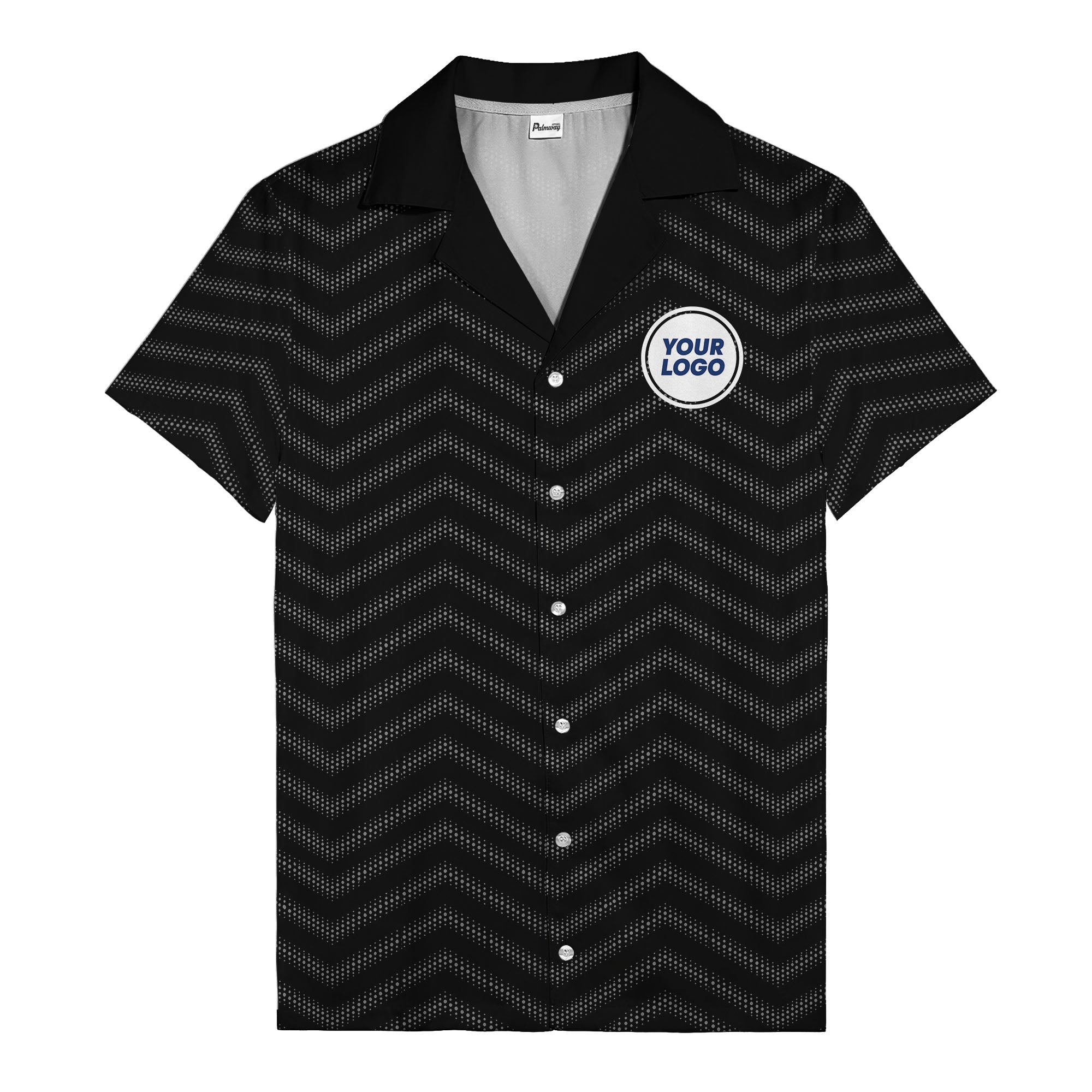 bold zigzag dots geometric black white hawaiian shirt