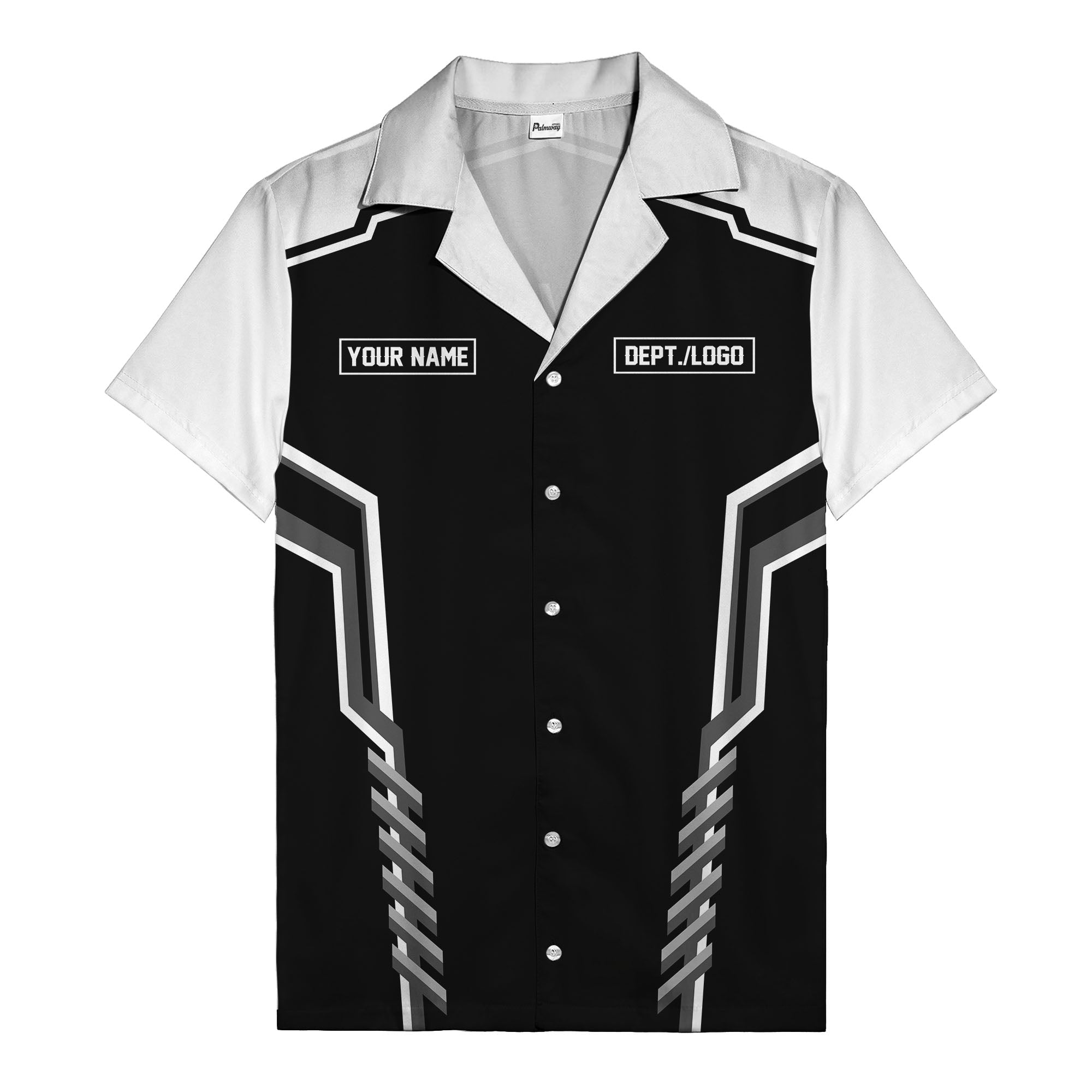 bowling team stripe name box hawaiian shirt for men