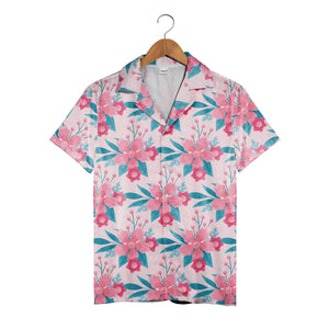 Bubblegum Bloom Hawaiian Shirt with Teal Berry Accents