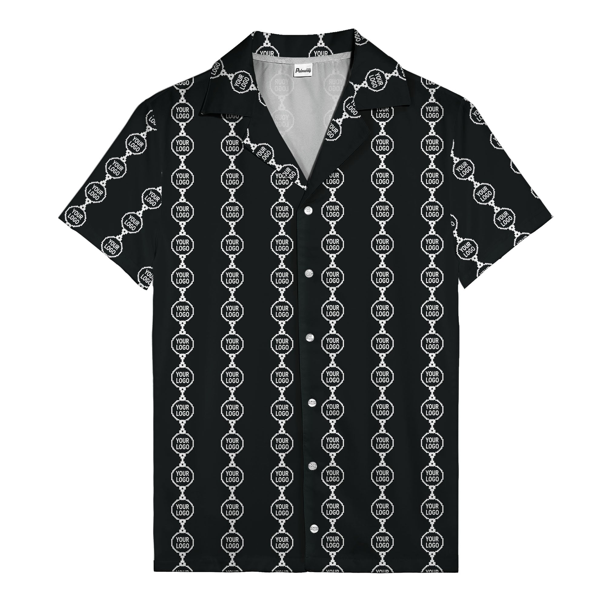 chain link custom logos black white all over hawaiian shirt