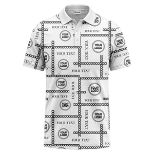chain link grid custom logo monochrome polo shirt for men