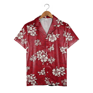Classic Aloha Hawaiian Shirt with Oversized White Hibiscus Blooms