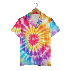 Classic Spiral Tie-Dye Hawaiian Shirt in Full Spectrum