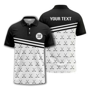 crossed golf clubs & balls repeat pattern polo shirt for men