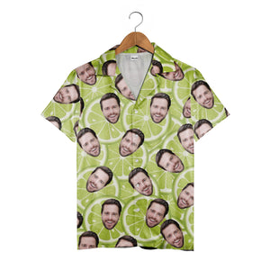 Custom Face Lime Slice Hawaiian Shirt - Funny Personalized Photo Party Novelty