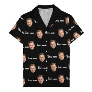 custom face portrait & personalized text repeat hawaiian shirt