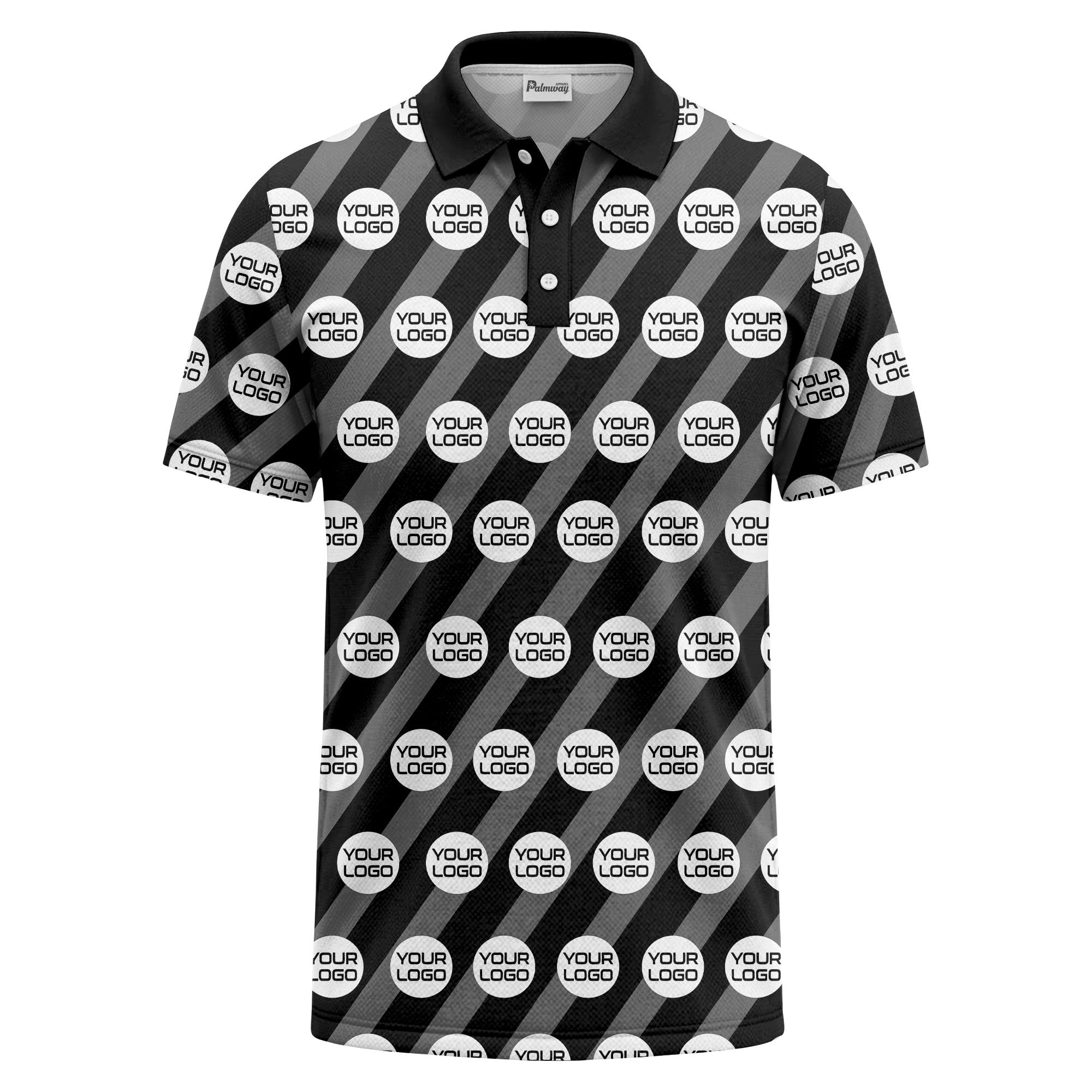 custom logo diagonal stripes repeat golf polo shirt for men