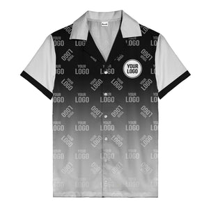 custom logo gradient fade black to white hawaiian shirt