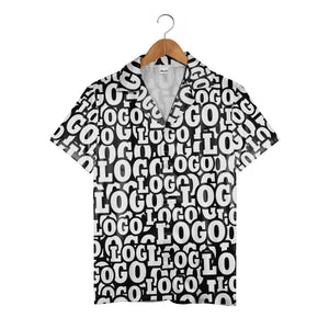Custom Logo Hawaiian Shirt - Bold Typographic Text Repeat Black Grey Modern Print