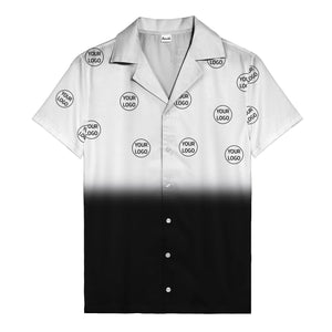 custom logo ombre gradient black white hawaiian shirt