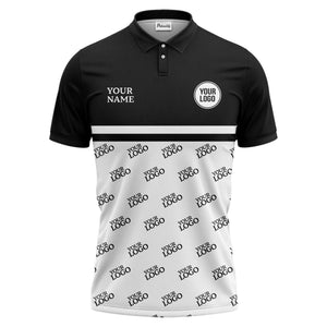 custom logos repeat monochrome black white corporate polo shirt