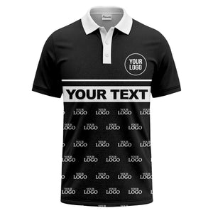 custom monogram logo repeat & text banner all over polo shirt