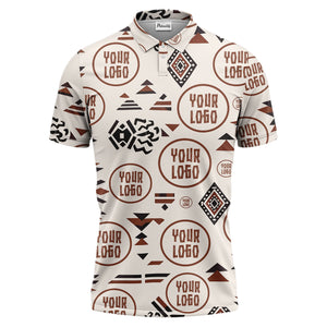 custom multi color geometric pattern polo shirt with abstract logo design for men hawaiian shirt