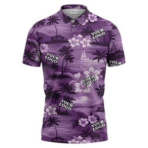 purple tropical sunset polo custom polo shirt