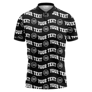 custom name & logo repeat black polo shirt