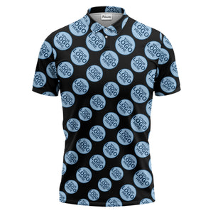 Custom Repeating Geometric Circles Logo Polo Shirt For Personalized Branding