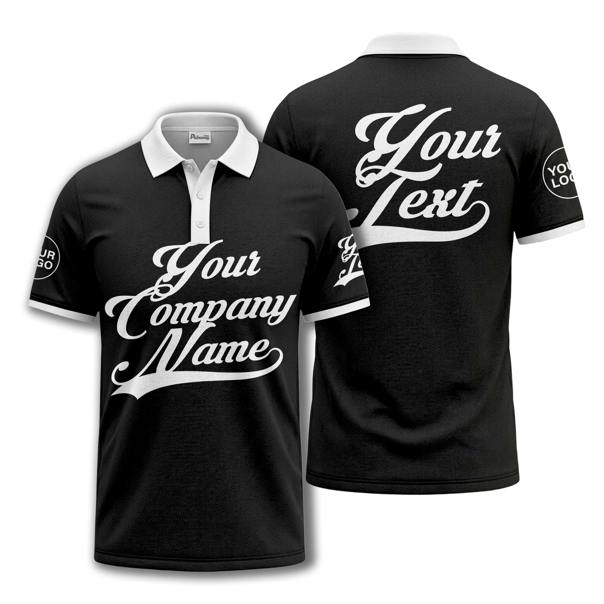 custom script logo corporate casual polo shirt for men