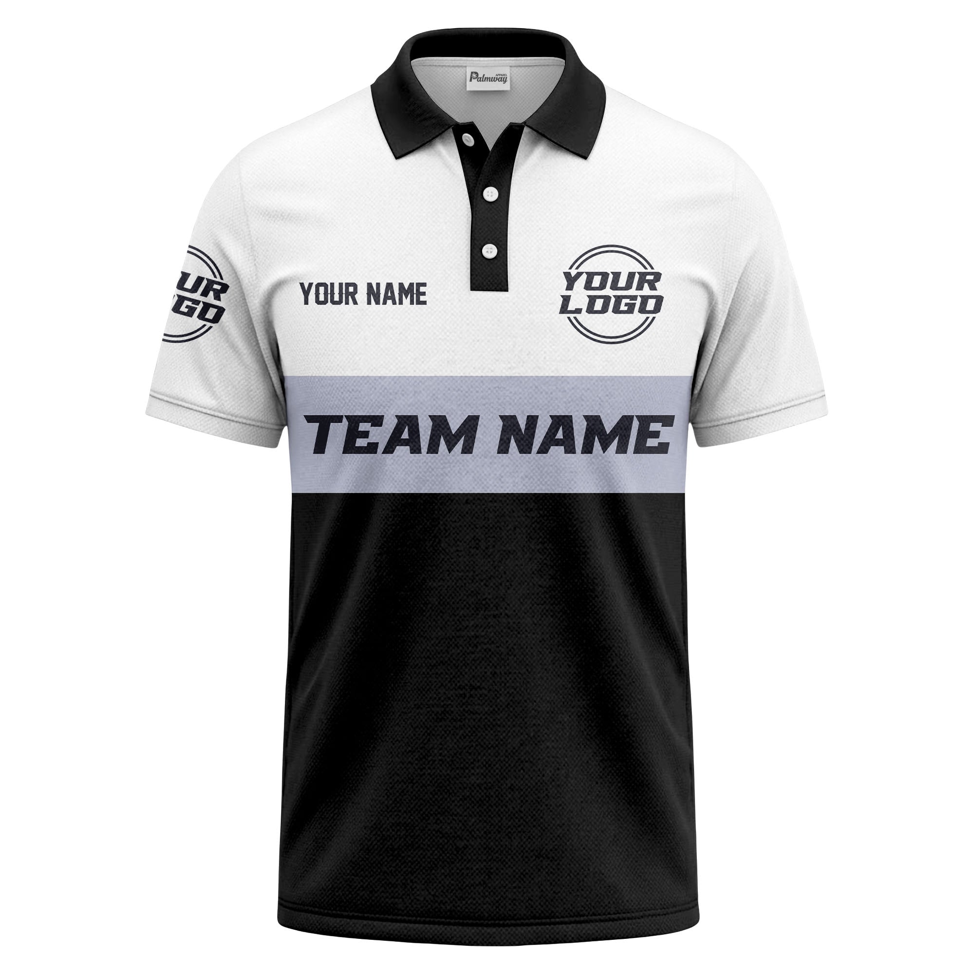 custom team name logo horizontal stripe polo shirt for men