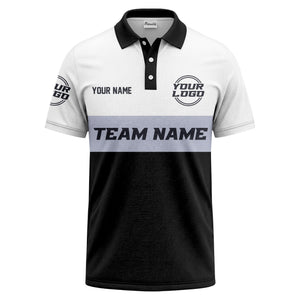 custom team name logo horizontal stripe polo shirt for men