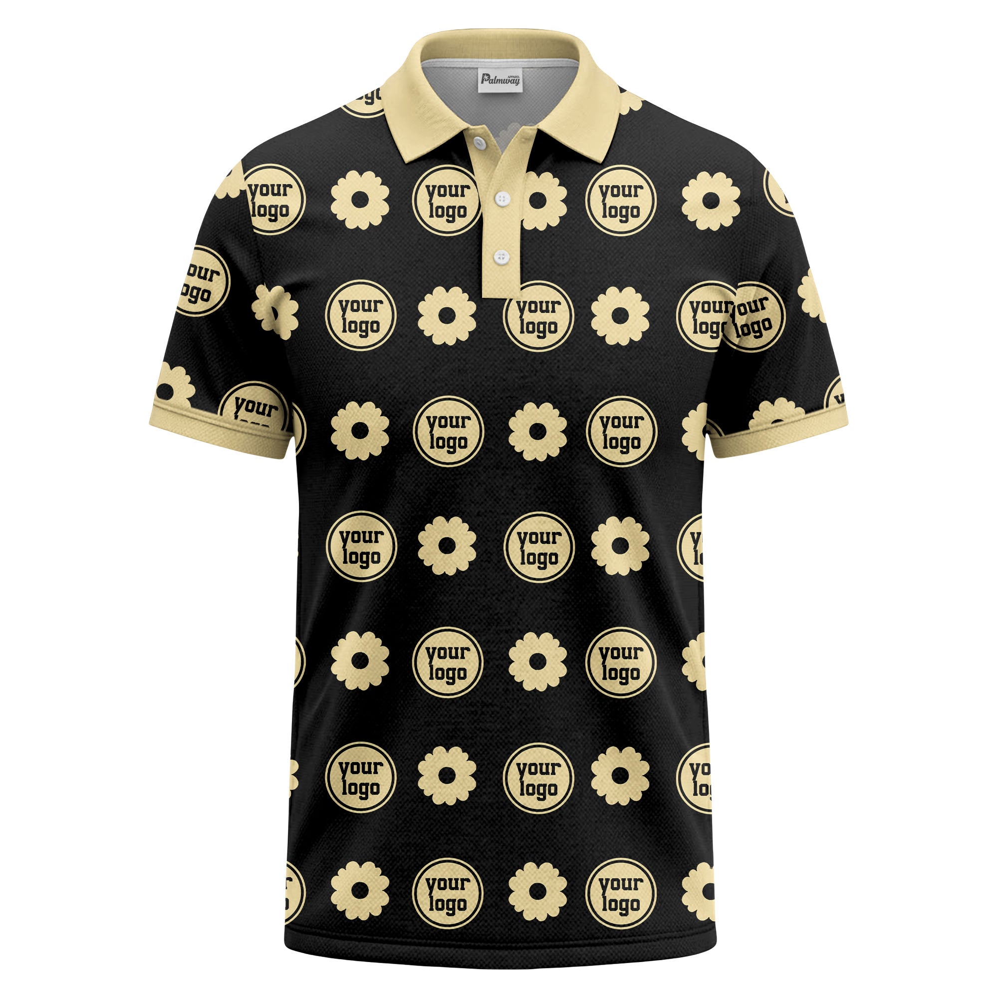 customizable daisy & monogram repeat pattern polo shirt