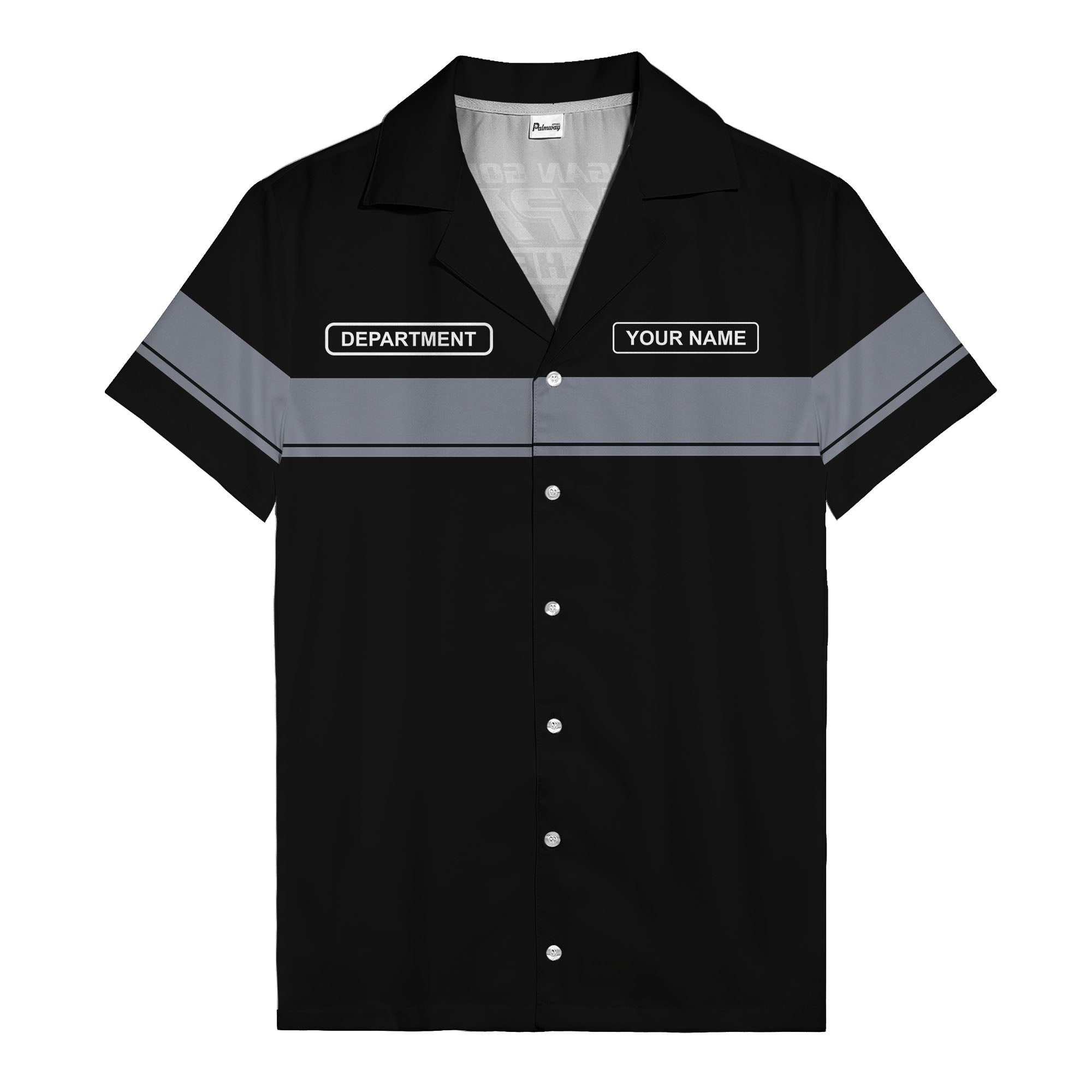customizable department name gray stripe minimalist hawaiian shirt