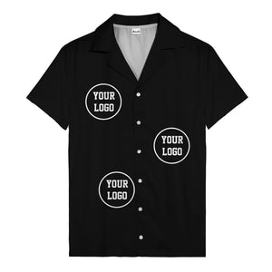 customizable logo circles pattern black hawaiian shirt for men