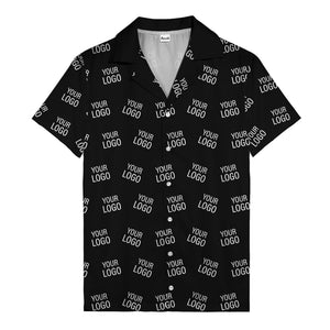 customizable repeat logo monochrome black hawaiian shirt for men