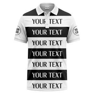 customizable text on bold horizontal stripes polo shirt