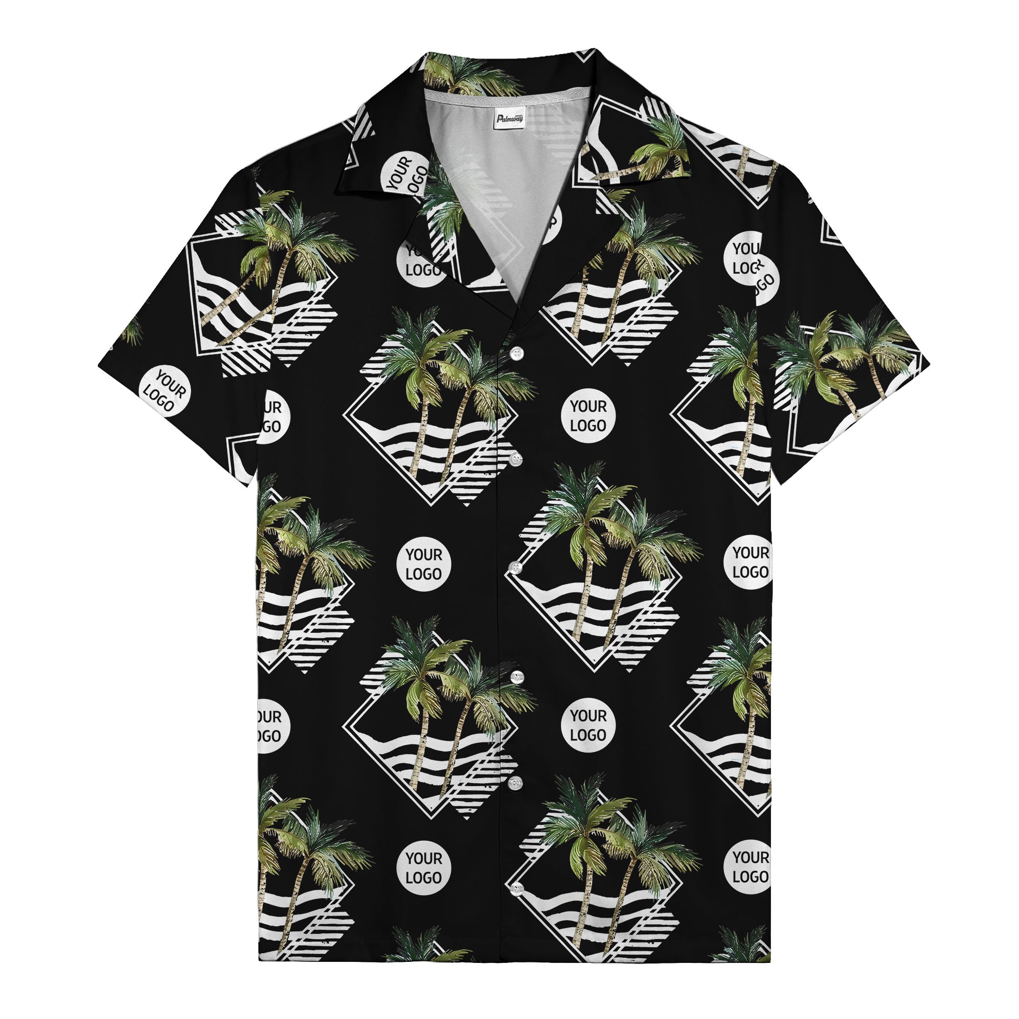 diamond waves & palm trees graphic hawaiian shirt for men
