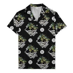 diamond waves & palm trees graphic hawaiian shirt for men