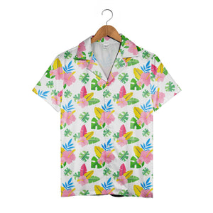 Electric Garden Hawaiian Shirt with Hot Pink Hibiscus and Bold Foliage