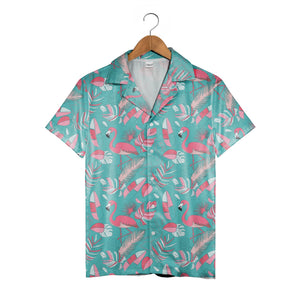 Fan Palm Hawaiian Shirt in Pastel Pink and Mint Tones