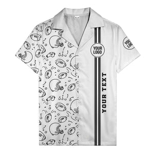 football helmets play diagrams cartoon sports hawaiian shirt for men