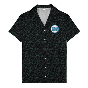 golf clubs & carts aloha hawaiian shirt for men teal black sporty tropical