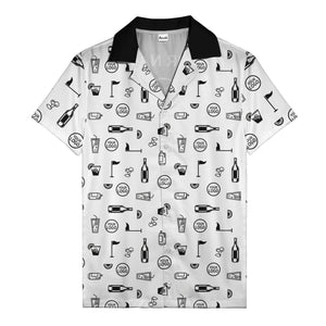 golf course cocktail party repeating illustrations hawaiian shirt for men