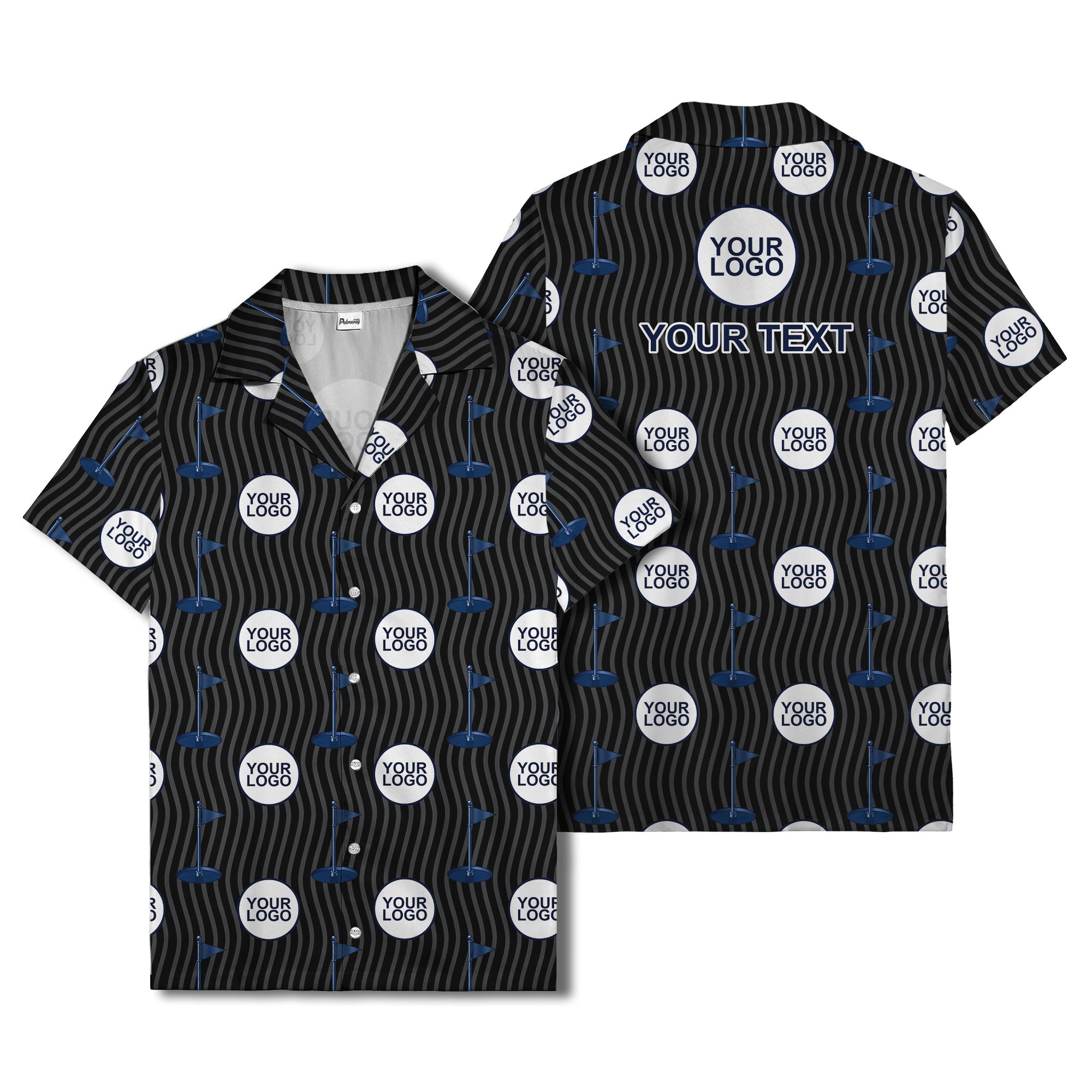 golf flag & custom logo repeat hawaiian shirt for men
