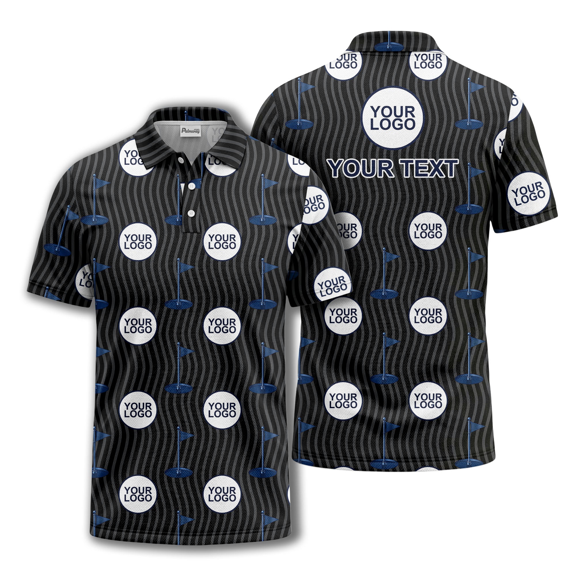 golf flag logo repeat pattern country club golf polo shirt
