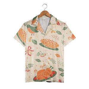Harvest Feast Hawaiian Shirt with Roasted Turkey Sunflower and Apple Pie