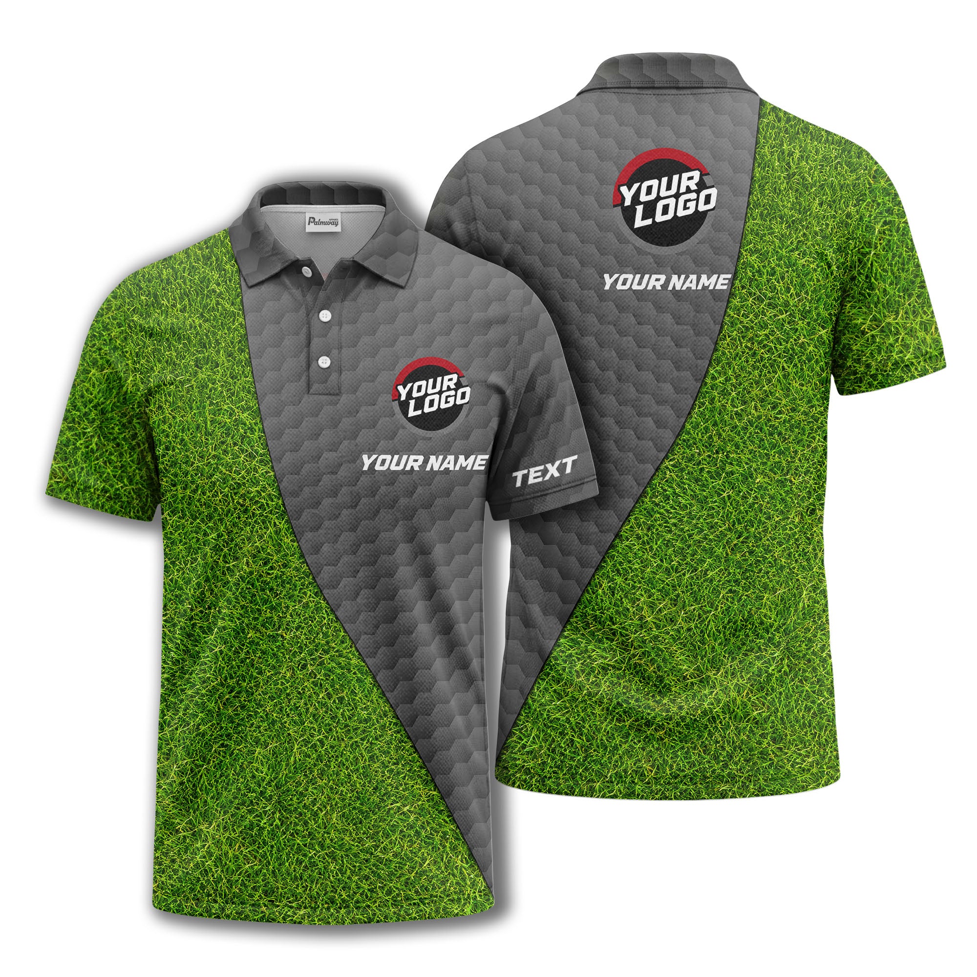 hexagon golf course grass texture custom logo polo shirt