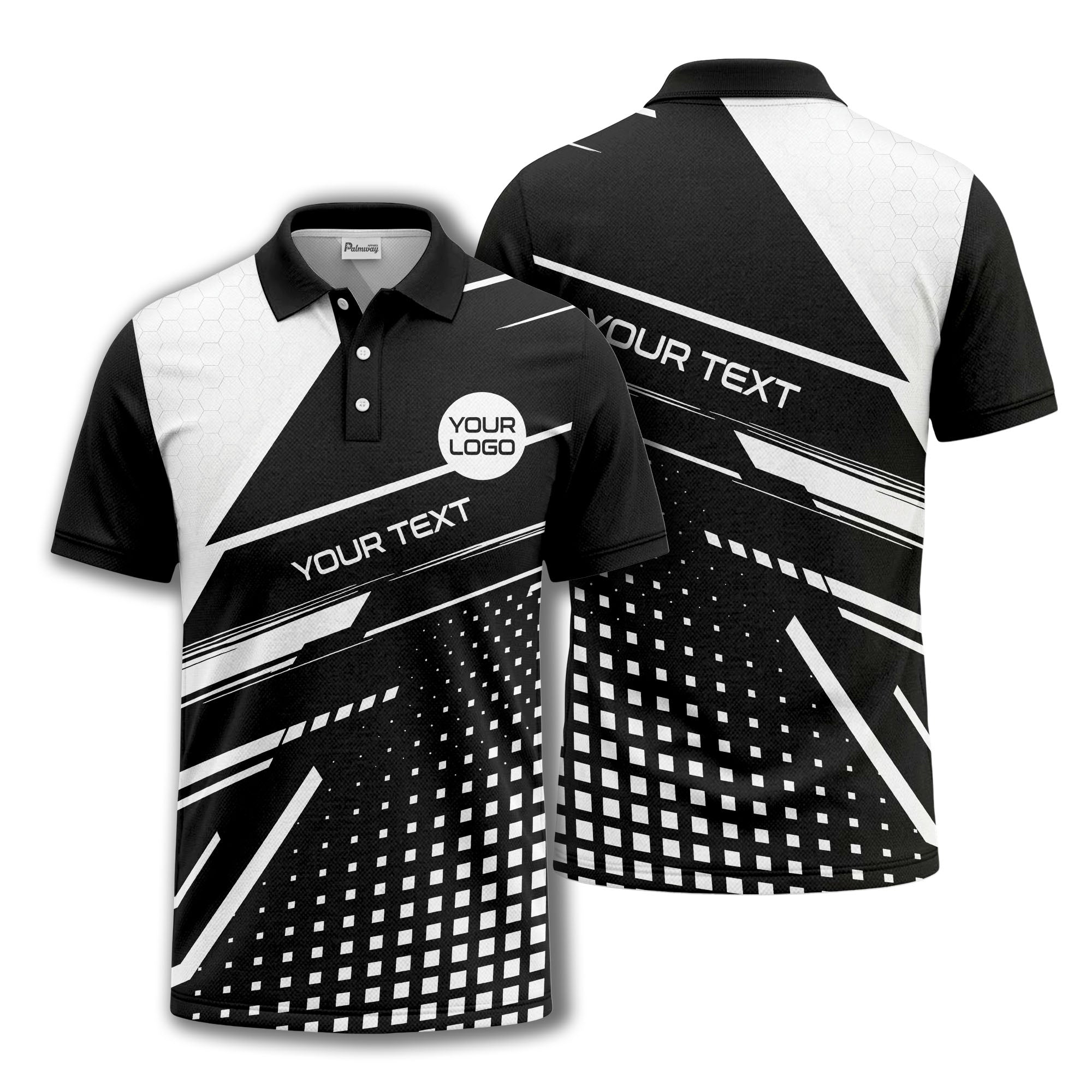 hexagon grid diagonal stripe modern geometric polo shirt for men