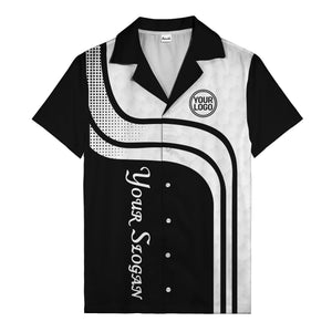 hexagon grid & retro curves hawaiian shirt for bowling fans
